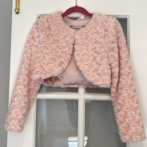 Girls faux fur cropped sweater